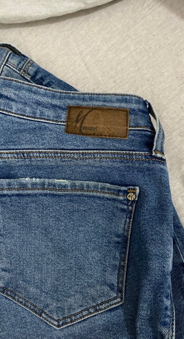 Düğmeli Mavi Kadın Denim Jean - Görsel 3