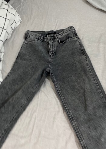 Gri Düğmeli Kadın Denim Jean - Görsel 3