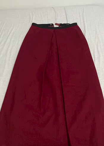 Bordo Drapeli Kadın Uzun Etek - Görsel 2