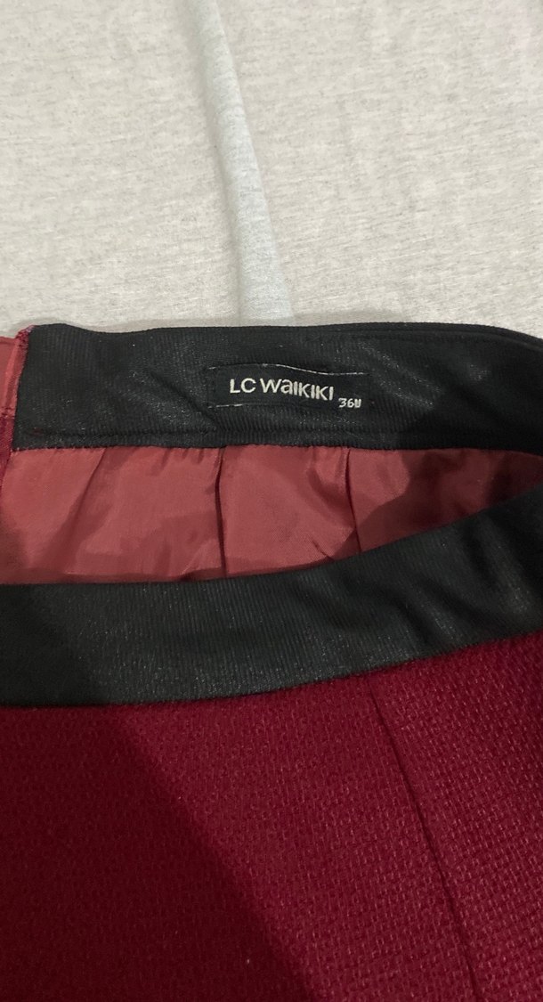 Bordo Drapeli Kadın Uzun Etek - Görsel 3