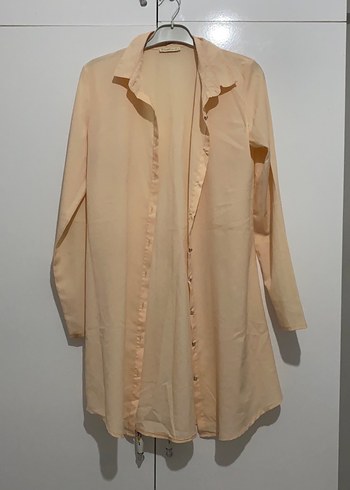 Bej Uzun Kollu Keten Gömlek - Görsel 2