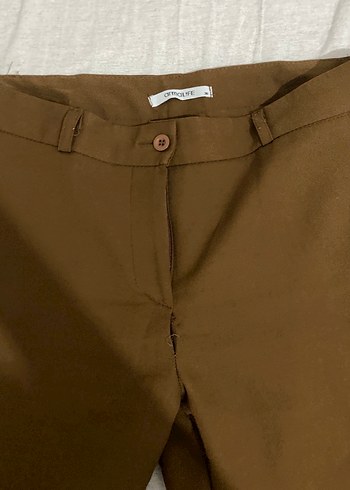 Kadın Kahverengi Rahat Kesim Kumaş Pantolon - Görsel 2