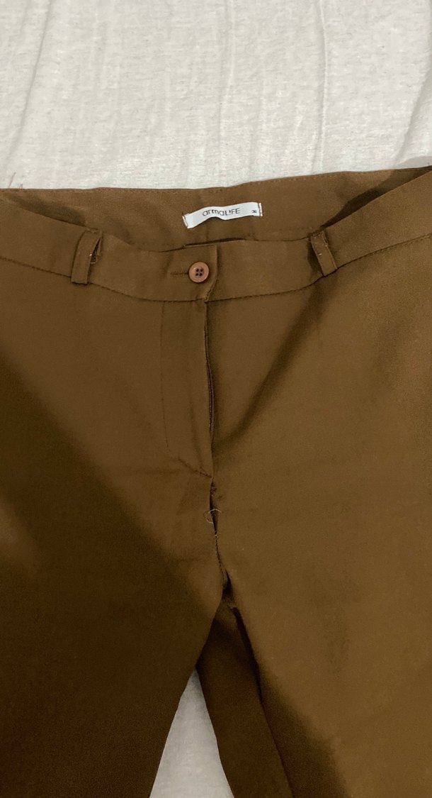 Kadın Kahverengi Rahat Kesim Kumaş Pantolon - Görsel 2