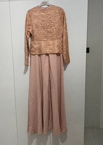 Bej Uzun Kollu Pilili Kadın Elbise - Görsel 3