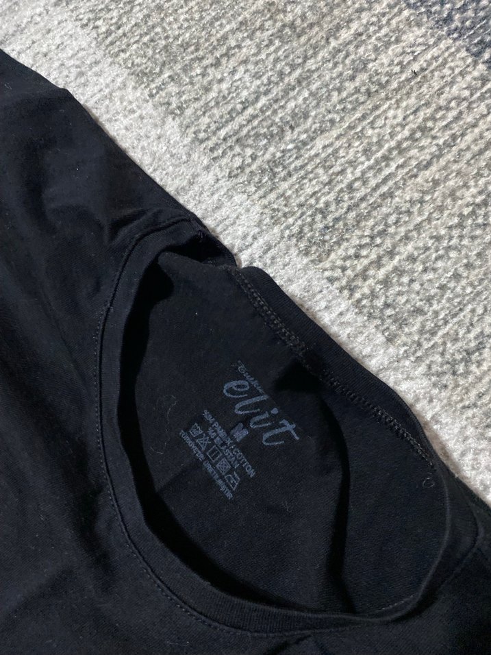 Siyah Pamuklu Kısa Kollu Kadın T shirt - Görsel 3