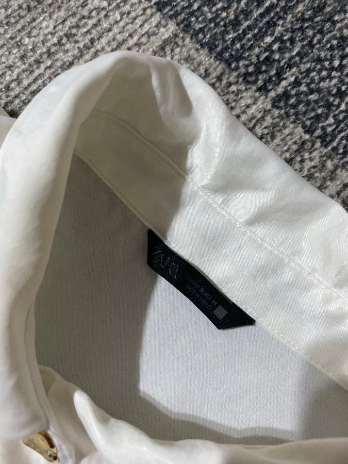 Zara Kadın Krem Saten Gömlek - Görsel 4