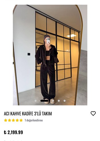 Acı Kahve Kadife 3'lü Takım - Görsel 2