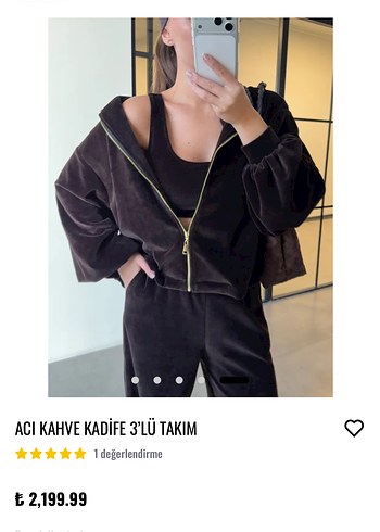 Acı Kahve Kadife 3'lü Takım - Görsel 5