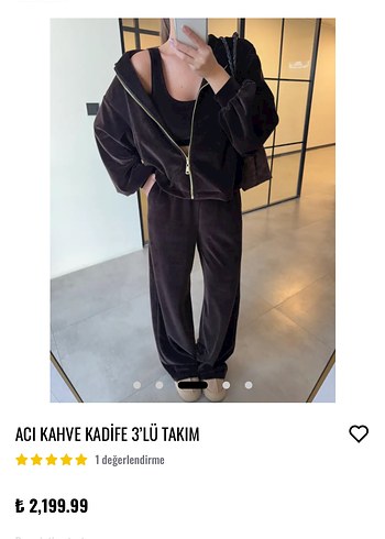 Acı Kahve Kadife 3'lü Takım - Görsel 3