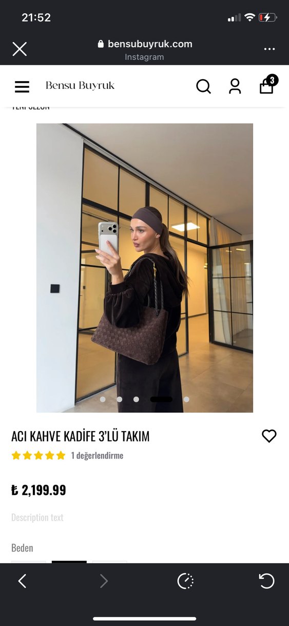 Acı Kahve Kadife 3'lü Takım - Görsel 4