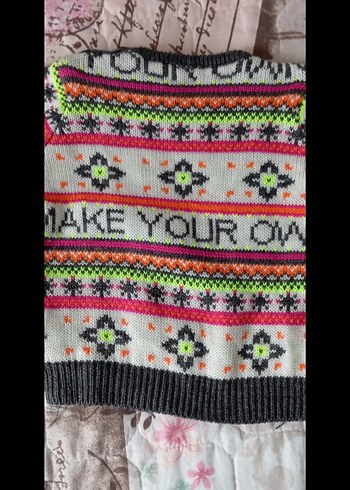 Renkli Nakışlı Kadın Örgü Kazak - Görsel 2