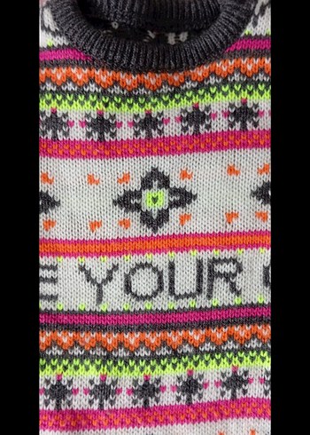 Renkli Nakışlı Kadın Örgü Kazak - Görsel 4