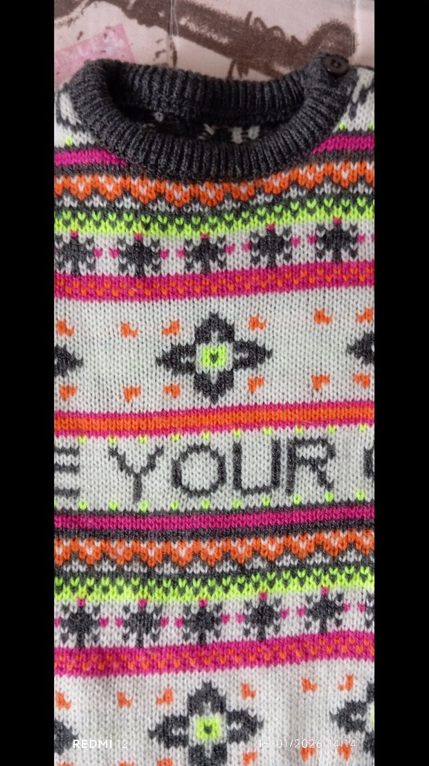 Renkli Nakışlı Kadın Örgü Kazak - Görsel 4