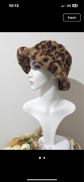 Polar pelüşlü leopar desenli bucket şapka