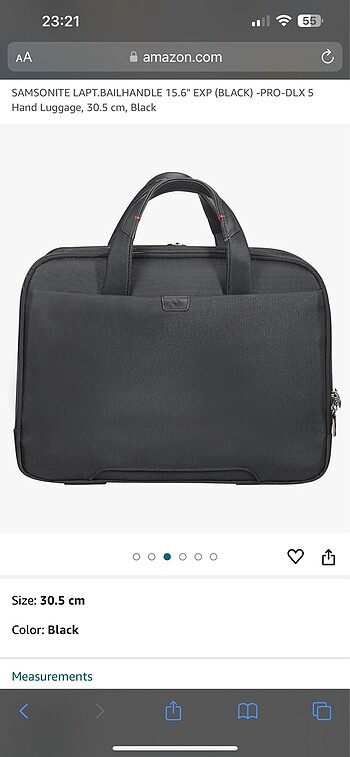 Beden siyah Renk SAMSONITE LAPTOP BAILHANDLE 15.6? EXP(Black) PRO DLX 5