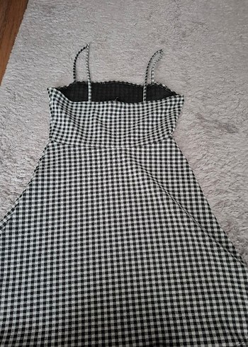 H&M Gri Kareli Mini Elbise