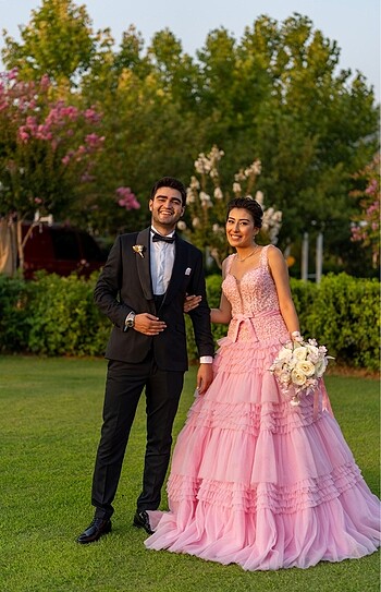 38 Beden pembe Renk Pembe Abiye Nişanlık Galisa Grace