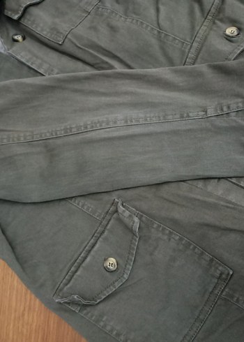 Düğmeli HAKİ Kadın Ceket Kapüşonlu - Görsel 2