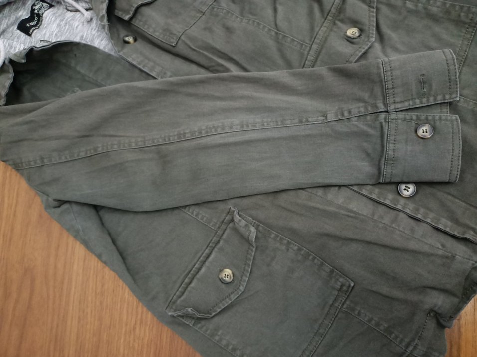 Düğmeli HAKİ Kadın Ceket Kapüşonlu - Görsel 2