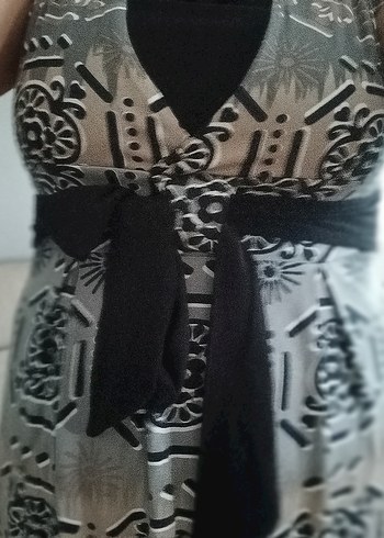 STRAPLEZ YAKA BOHEM GRİ DESENLİ ELBİSE - Görsel 5