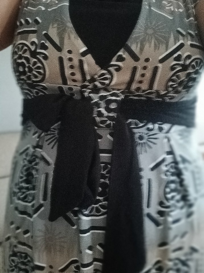 STRAPLEZ YAKA BOHEM GRİ DESENLİ ELBİSE - Görsel 5