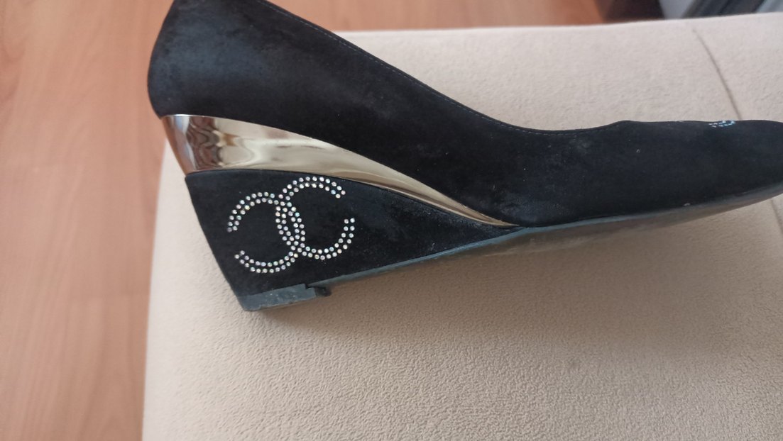 Siyah Süet Yüksek Topuklu Parıltılı Kadın Ayakkabı - Görsel 2