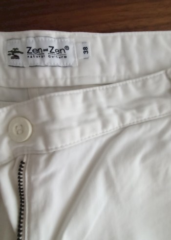 Beyaz Kadın Pamuk Kumaş Pantolon - Görsel 5