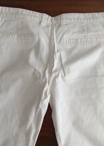 Beyaz Kadın Pamuk Kumaş Pantolon - Görsel 2