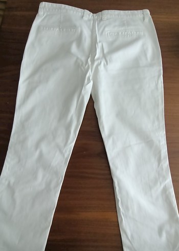 Beyaz Kadın Pamuk Kumaş Pantolon - Görsel 3