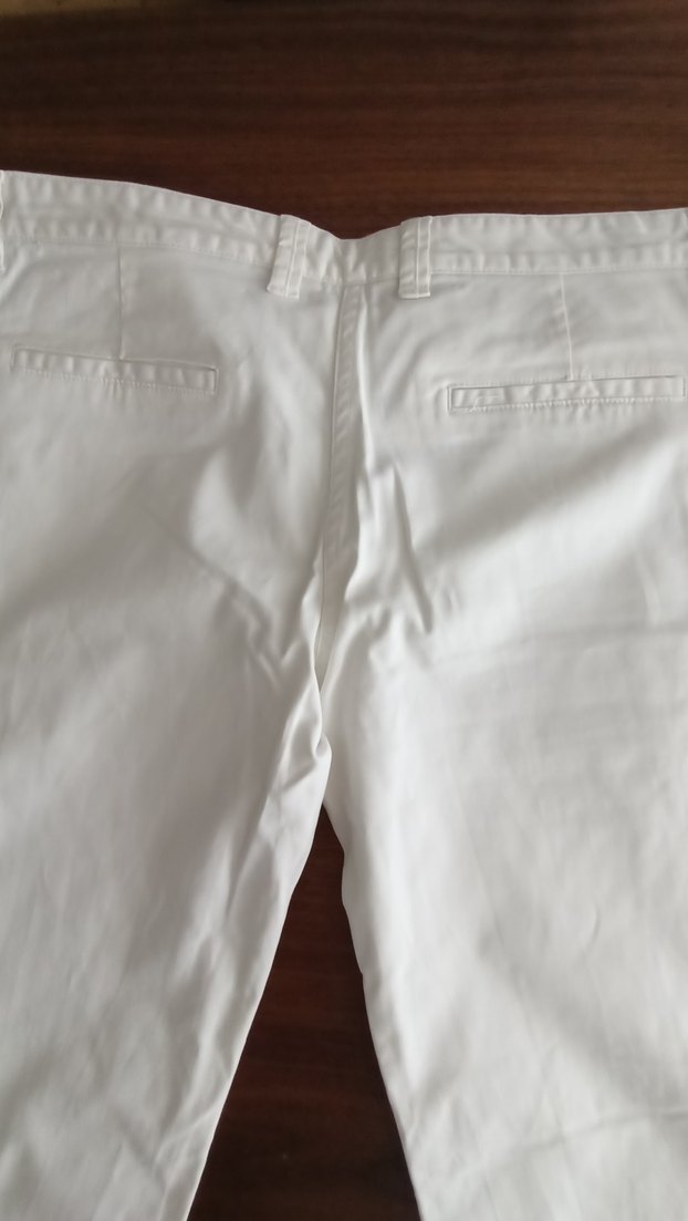 Beyaz Kadın Pamuk Kumaş Pantolon - Görsel 2