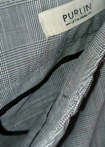 Gri Düğmeli Kadın Keten Kumaş Pantolonlar - Görsel 4