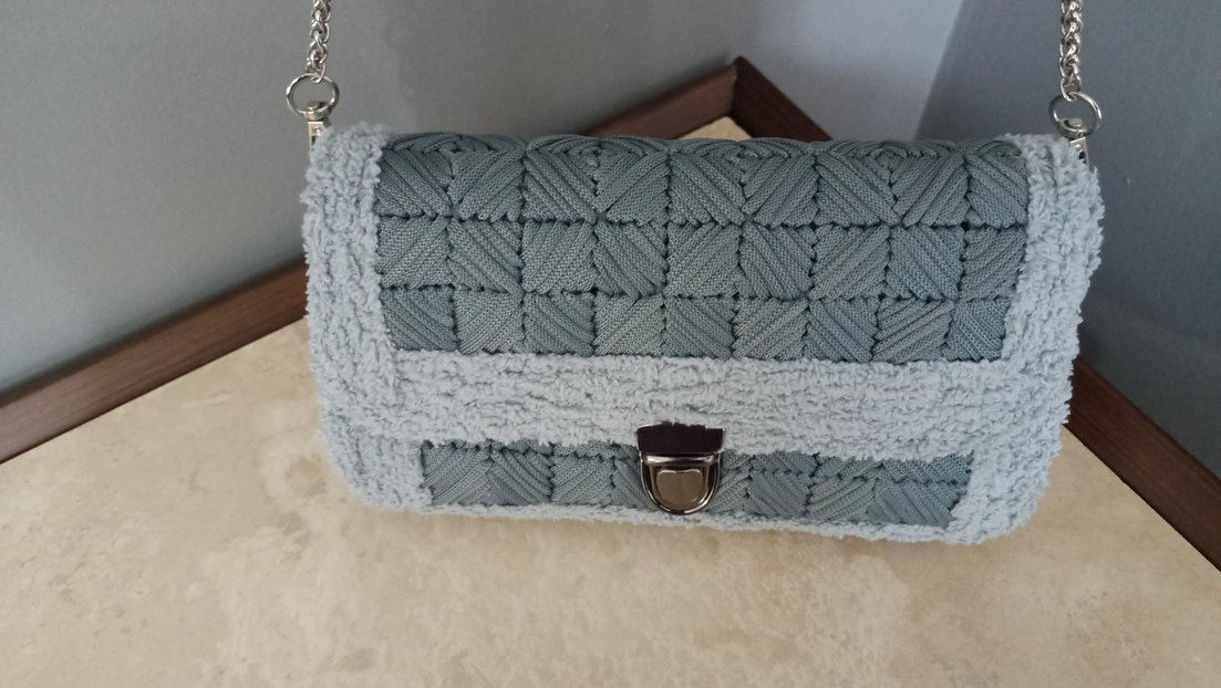 3L ÖRGÜSÜ Zincir Detaylı KANVAS Çanta - Görsel 2