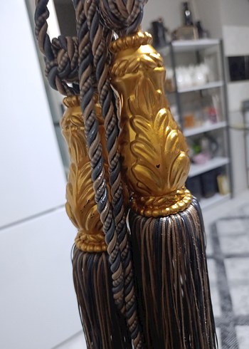 Yılan Desenli Bohem Altın Perde Bağı - Görsel 3