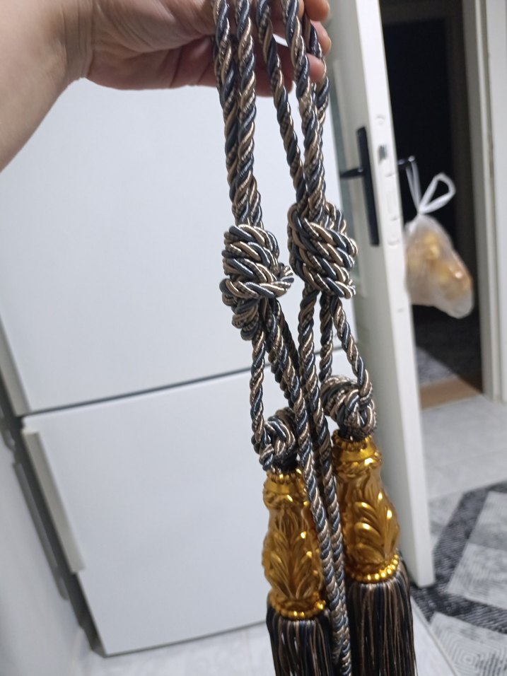 Yılan Desenli Bohem Altın Perde Bağı - Görsel 4