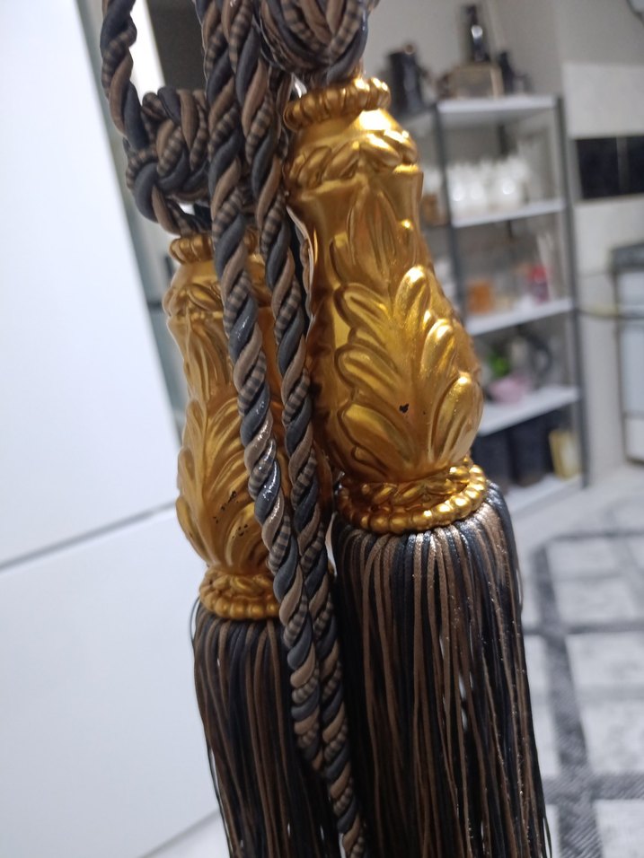 Yılan Desenli Bohem Altın Perde Bağı - Görsel 3