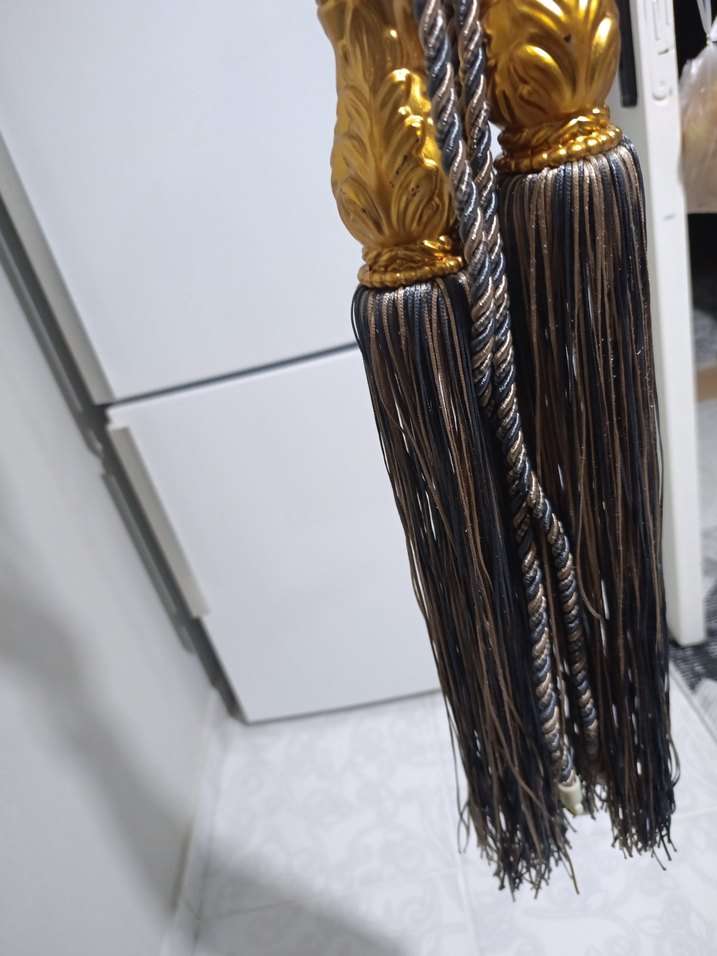 Yılan Desenli Bohem Altın Perde Bağı - Görsel 5