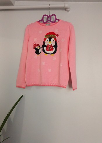 Kız Çocuk Pembe Örgü Kazak - Görsel 3