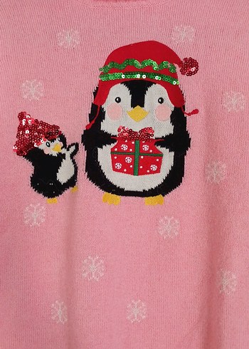 Kız Çocuk Pembe Örgü Kazak - Görsel 2