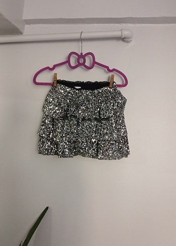 Kız Çocuk Gri Fırfırlı Mini Etek - Görsel 2