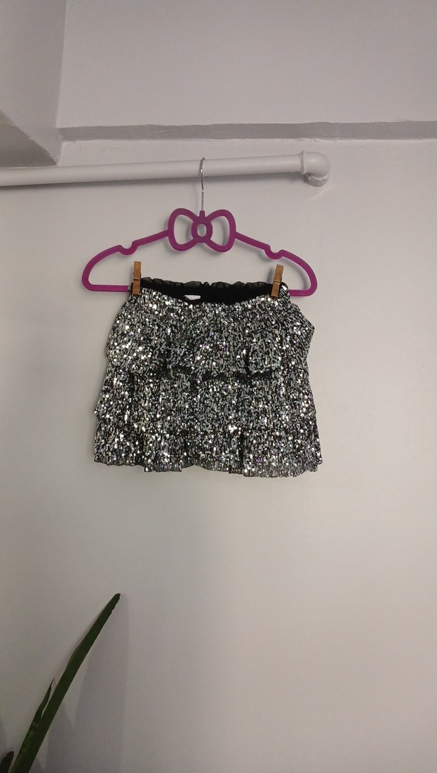 Kız Çocuk Gri Fırfırlı Mini Etek - Görsel 2