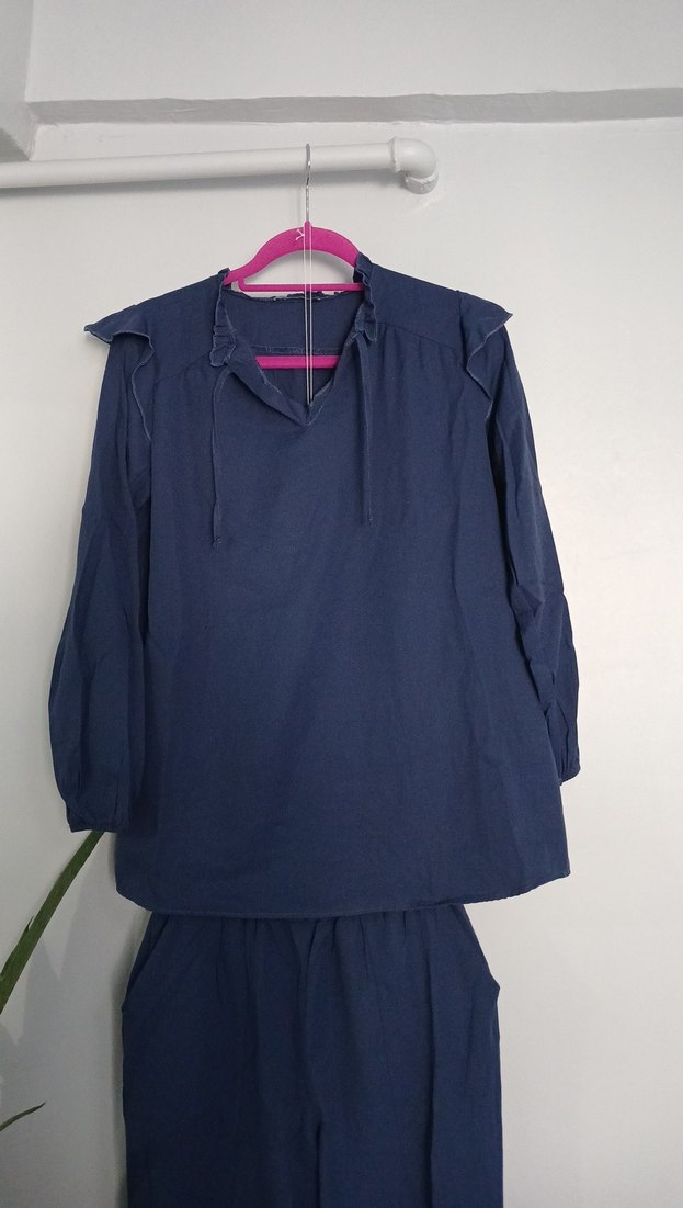 Kadin Lacivert Uzun Kollu tesettur Takımı - Görsel 3