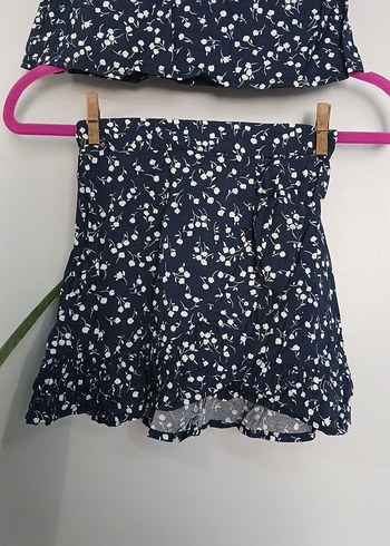 Kız çocuk Mavi Baskılı Fırfırlı Takım - Görsel 2