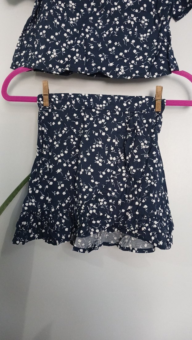 Kız çocuk Mavi Baskılı Fırfırlı Takım - Görsel 2