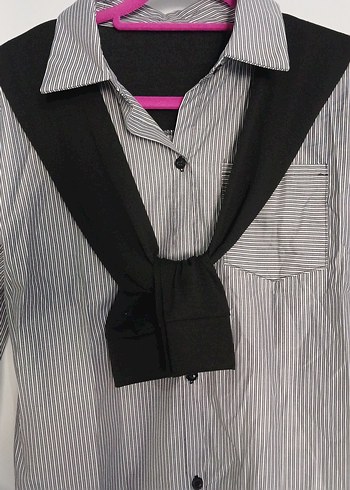 Düğmeli Gri Midi Kadın Gömlek - Görsel 4