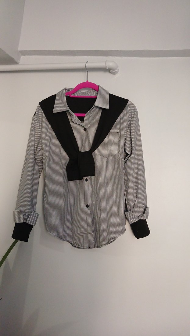 Düğmeli Gri Midi Kadın Gömlek - Görsel 2