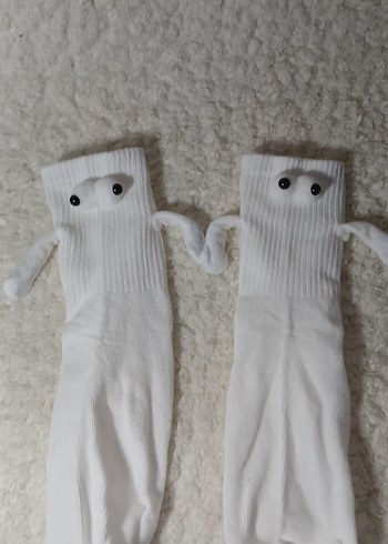 mıknatıslı tek çift Beyaz Çorap - Görsel 2