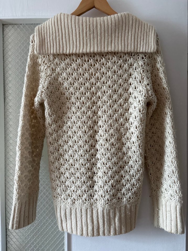 Mango V Yaka Bej Örgü Kadın Kazak - Görsel 5