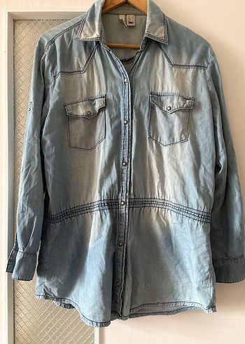 Mango Mavi Denim Kadın Gömlek - Görsel 6