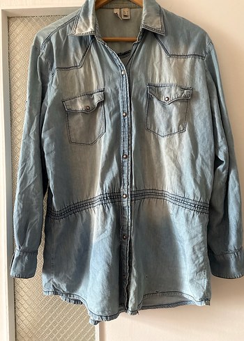 Mango Mavi Denim Kadın Gömlek - Görsel 3