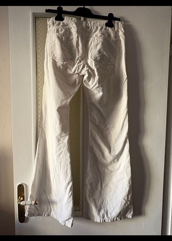 Koton Beyaz Keten Kadın Pantolon - Görsel 3